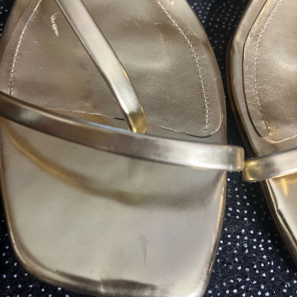 SCHUTZ Metallic Gold Strappy Kitten Heel Sandal - Picture 5 of 10